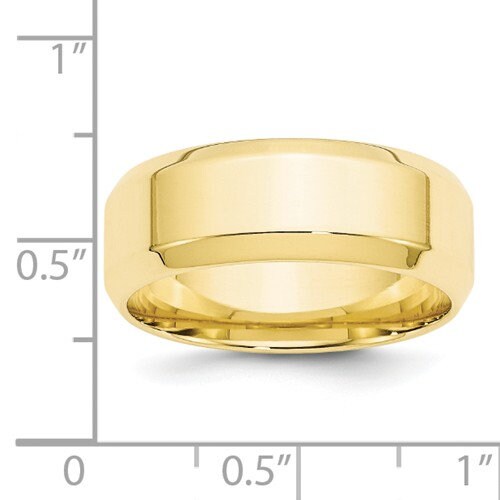 REAL Comfort Fit 10K Solid Yellow Gold 8mm Beveled Edge Men's and Women's Wedding Band Engagement Anniversary Midi Thumb Toe Ring Sizes 4-14 - Lazuli
