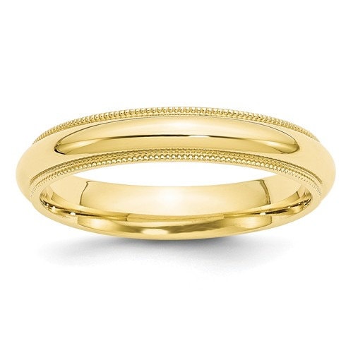 REAL COMFORT FIT 10K Solid Yellow Gold 4mm Milgrain Men's and Women's Wedding Band Ring Sizes 4-14. Solid 10k Yellow Gold, Made in the U.S. - Lazuli