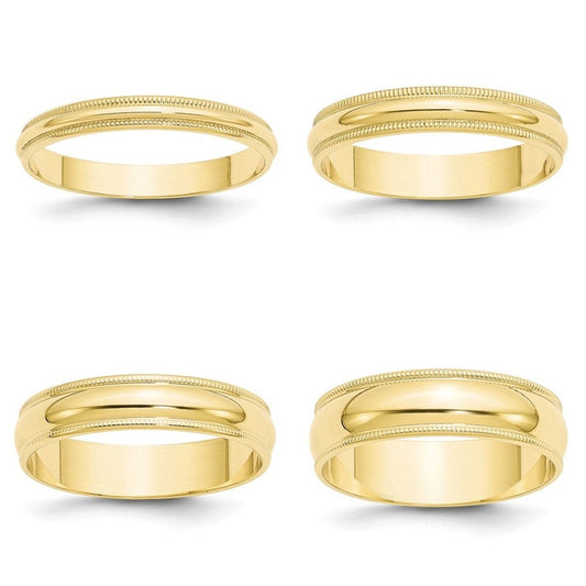 14K Solid Yellow Gold 3mm 4mm 5mm 6mm Milgrain Men's and Women's Wedding Band Ring Sizes 4-14. Engagement Anniversary Midi Ring - Lazuli