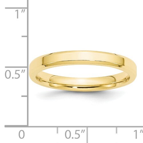 REAL Comfort Fit 10K Solid Yellow Gold 3mm Beveled Edge Men's and Women's Wedding Band Engagement Anniversary Midi Thumb Toe Ring Sizes 4-14