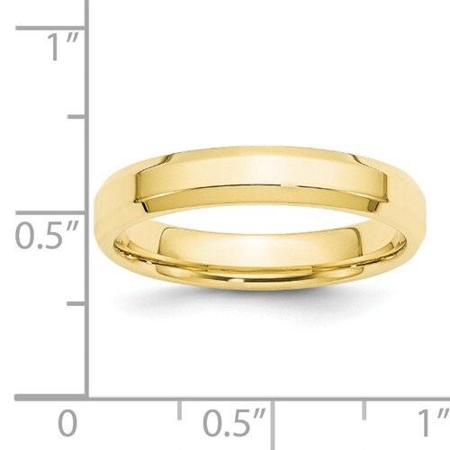 REAL Comfort Fit 10K Solid Yellow Gold 4mm Beveled Edge Men's and Women's Wedding Band Engagement Anniversary Midi Thumb Toe Ring Sizes 4-14