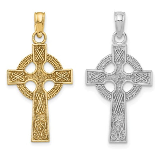 14k Solid Gold Yellow or White Celtic Iona Cross  for a Chain or Necklace  1.1" Long x .55" Width. Classic Religious Irish Jewelry - Lazuli