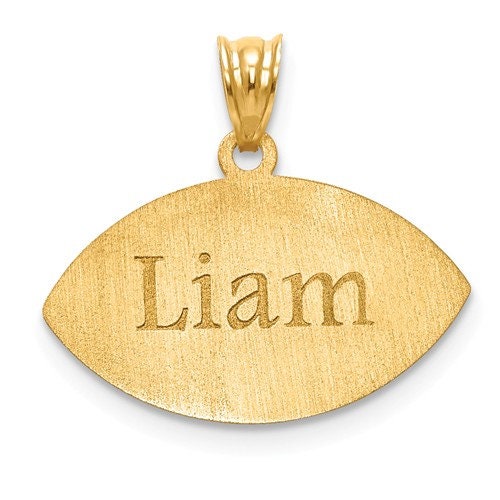 Necklace included Personalized Name & Number on Sterling Silver or Gold-Plated Silver Football Laser Engraved with 16,18 or 20" Box Chain - Lazuli