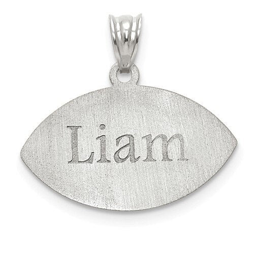 Necklace included Personalized Name & Number on Sterling Silver or Gold-Plated Silver Football Laser Engraved with 16,18 or 20" Box Chain - Lazuli