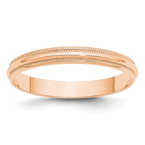 10K Solid Rose Gold 3mm 4mm 5mm 6mm Milgrain Men's and Women's Wedding Band Ring Sizes 4-14. Engagement Anniversary Midi Ring - Lazuli