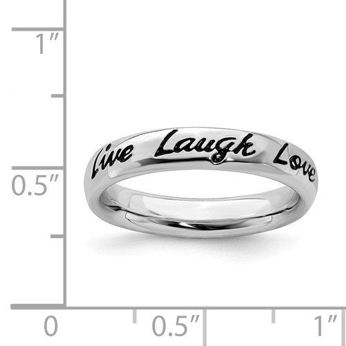 Live Laugh Love 3.50 mm Sterling Silver Comfort Fit Wedding Band Promise Engagement Thumb Toe Midi Simple Minimalist Ring gift for her - Lazuli