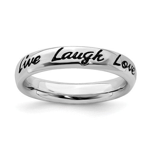 Live Laugh Love 3.50 mm Sterling Silver Comfort Fit Wedding Band Promise Engagement Thumb Toe Midi Simple Minimalist Ring gift for her - Lazuli