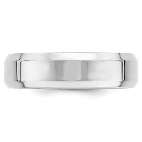 REAL Comfort Fit 10K Solid White Gold 6mm Beveled Edge Men's Women's Wedding Band Engagement Anniversary Thumb Ring Sizes 4-14. Ships Free - Lazuli