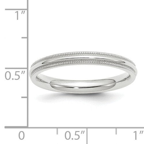 REAL COMFORT FIT 10K Solid White Gold 3mm Milgrain Men's and Women's Wedding Band Ring Sizes 4-14. Solid 10k White Gold, Made in the U.S. - Lazuli