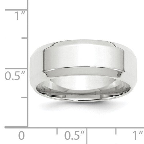 REAL Comfort Fit 10K Solid White Gold 8mm Beveled Edge Men's Women's Wedding Band Engagement Anniversary Thumb Ring Sizes 4-14. Ships Free
