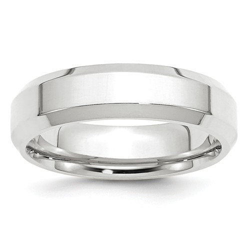 REAL Comfort Fit 10K Solid White Gold 6mm Beveled Edge Men's Women's Wedding Band Engagement Anniversary Thumb Ring Sizes 4-14. Ships Free - Lazuli
