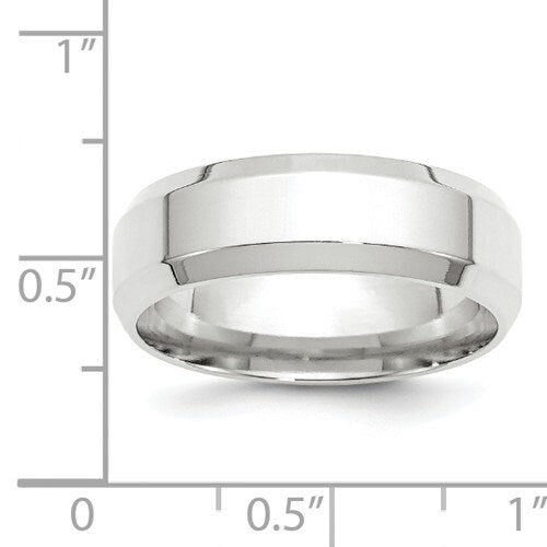 REAL Comfort Fit 10K Solid White Gold 7mm Beveled Edge Men's Women's Wedding Band Engagement Anniversary Thumb Ring Sizes 4-14. Ships Free