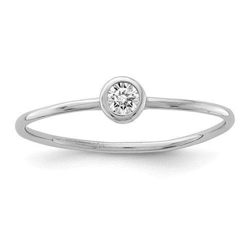 Sterling Silver Circle Dot Simple CZ Stone Ring Stacking Stackable Minimalist Dainty Everyday Jewelry Geometric Handmade Ring - Lazuli