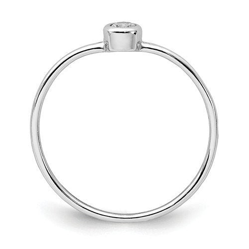 Sterling Silver Circle Dot Simple CZ Stone Ring Stacking Stackable Minimalist Dainty Everyday Jewelry Geometric Handmade Ring - Lazuli