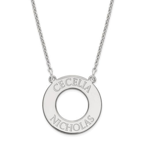 Personalized Sterling Silver or Gold-Plated over Silver Open Circle with 1 , 2 , 3 or 4 names necklace included 18" chain Mother's Day Gift - Lazuli