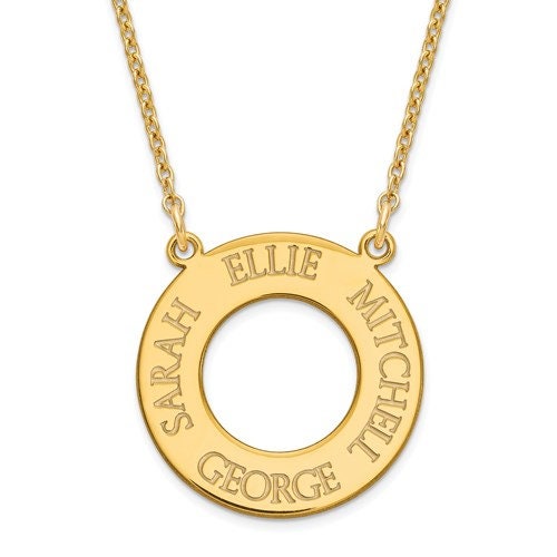 Personalized Sterling Silver or Gold-Plated over Silver Open Circle with 1 , 2 , 3 or 4 names necklace included 18" chain Mother's Day Gift - Lazuli