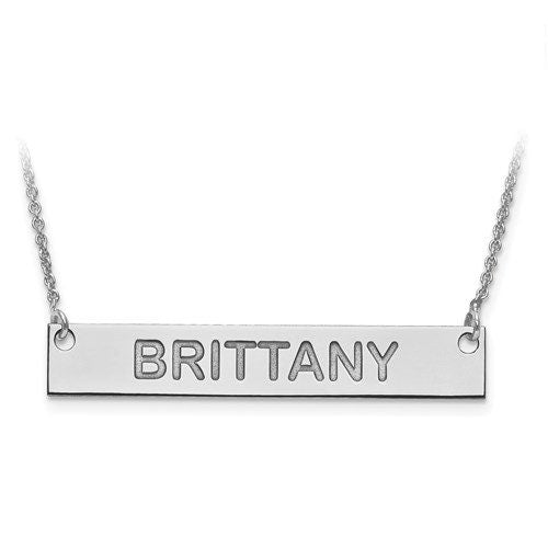Personalized Sterling Silver / Gold-Plated over Silver / Rose Gold over Silver Polished Block Letter Name Bar necklace included 18" chain - Lazuli