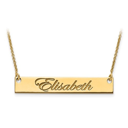 Personalized Sterling Silver / Gold-Plated over Silver / Polished Script Letter Name Bar necklace included 18" chain Custom Made Name Plate - Lazuli