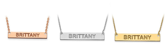 Personalized Sterling Silver / Gold-Plated over Silver / Rose Gold over Silver Polished Block Letter Name Bar necklace included 18" chain - Lazuli