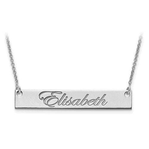 Personalized Sterling Silver / Gold-Plated over Silver / Polished Script Letter Name Bar necklace included 18" chain Custom Made Name Plate - Lazuli