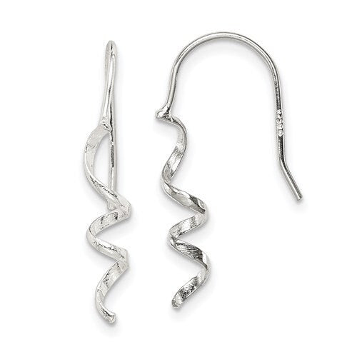 Sterling Silver 925 Spiral Dangle French Wire 1" Long Earrings, Simple Minimalist Modern Drop & Dangle Shepherd Hook Earrings bridesmaids - Lazuli