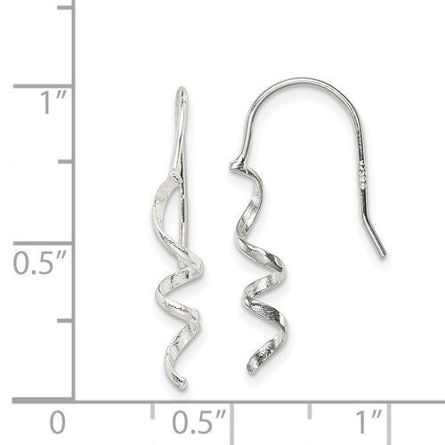 Sterling Silver 925 Spiral Dangle French Wire 1" Long Earrings, Simple Minimalist Modern Drop & Dangle Shepherd Hook Earrings bridesmaids - Lazuli