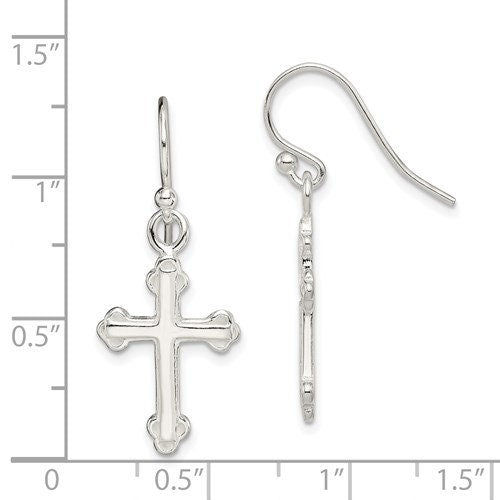 Sterling Silver .925 Cross Dangle French Wire 1.25" Long Earrings, Simple Minimalist Modern Drop & Dangle Shepherd Hook Earrings bridesmaids - Lazuli