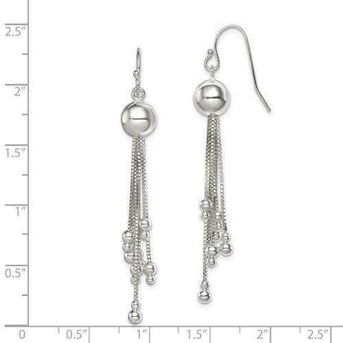 Sterling Silver 925 Dangle Chains Ball French Wire 2.5" Long Earrings, Simple Minimalist Dainty Modern Drop & Dangle Shepherd Hook Earrings - Lazuli