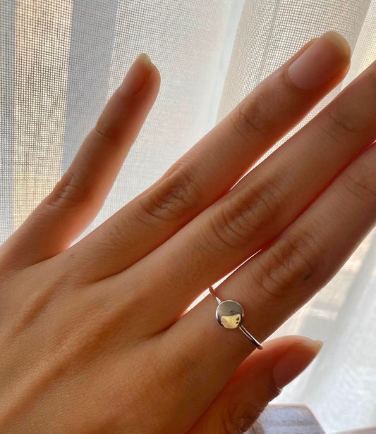 Sterling Silver Circle Dot Simple Ring Stacking Stackable Minimalist Dainty Everyday Jewelry Geometric Handmade Ring - Lazuli