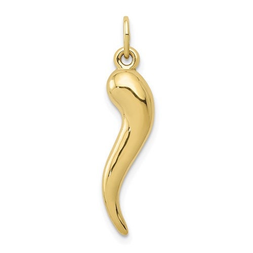 10k Yellow Gold Italian Horn Pendant Charm for a Chain or Necklace 2 sizes for good luck - Lazuli