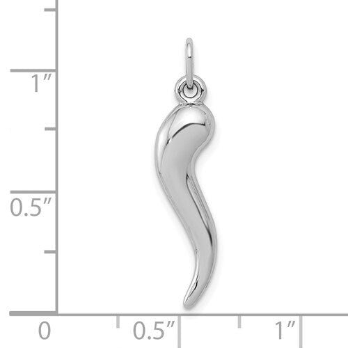 Ridged Italian Horn Pendant (Silver) – Popular J