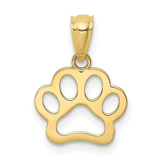 14k Tiny Solid Yellow Gold Dog Paw Puppy Pendant Charm for a Chain or Necklace .5" Long Not Gold Plated. Real 14K Gold