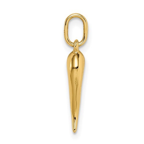 14k Tiny Solid Yellow Gold Italian Horn Pendant Charm Good Luck for a Chain or Necklace .5" Long. Not Gold Plated. Real 14K Gold - Lazuli
