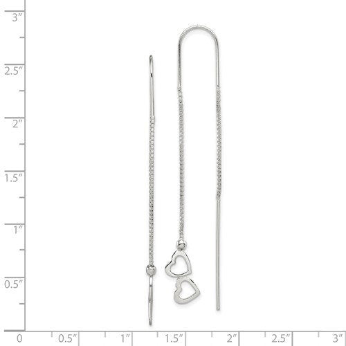 Sterling Silver .925 Heart Threader Dangle 2.5" Long Earrings, Simple Minimalist Modern Drop Dangle Earrings with box chain bridesmaids - Lazuli