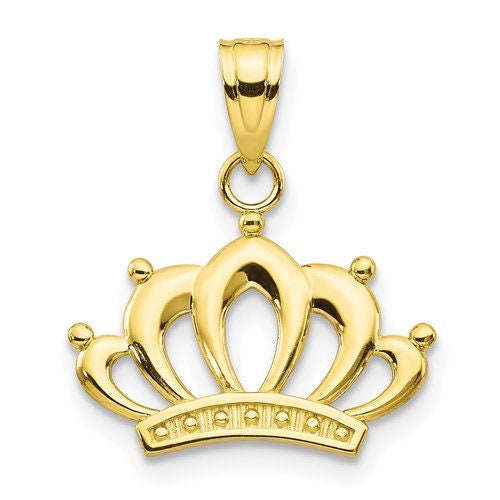 10k Tiny Solid Yellow Gold Crown Little Princess Pendant Charm for a Chain or Necklace .7" Long Not Gold Plated. Real 10K Gold - Lazuli