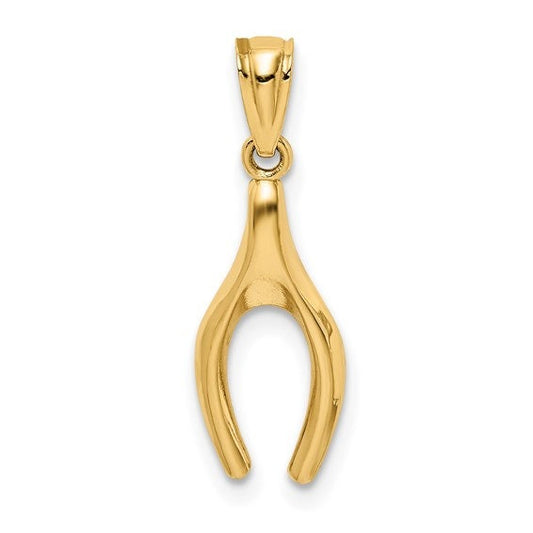 14k Solid Yellow Gold Polished Wish Bone Pendant Charm Good Luck for a Chain or Necklace .75" Long. Not Gold Plated. Real 14K Gold - Lazuli
