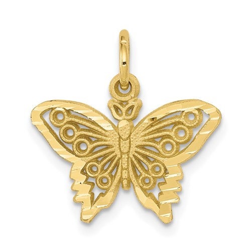 10k White or Yellow Gold Butterfly Charm Polished Pendant for a Chain or Necklace .7" Long Butterfly Wings Gift for her Real 10K Gold - Lazuli