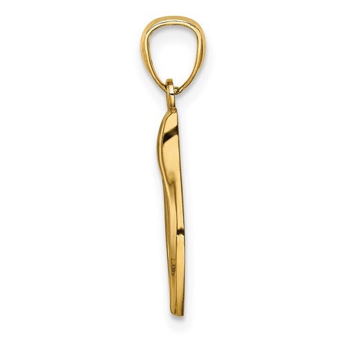 14k Solid Yellow Gold Polished Wish Bone Pendant Charm Good Luck for a Chain or Necklace  1" Long. Not Gold Plated. Real 14K Gold - Lazuli