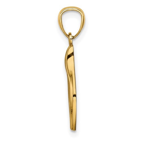 14k Solid Yellow Gold Polished Wish Bone Pendant Charm Good Luck for a Chain or Necklace  .75" Long. Not Gold Plated. Real 14K Gold - Lazuli