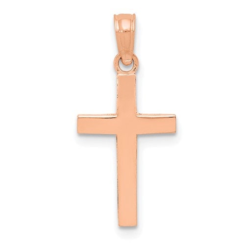 10k Small Solid Yellow White or Rose Gold Plain Polished Cross for Chain or Necklace  3/4" Long. Classic Religious Jewelry  5mm Bail - Lazuli
