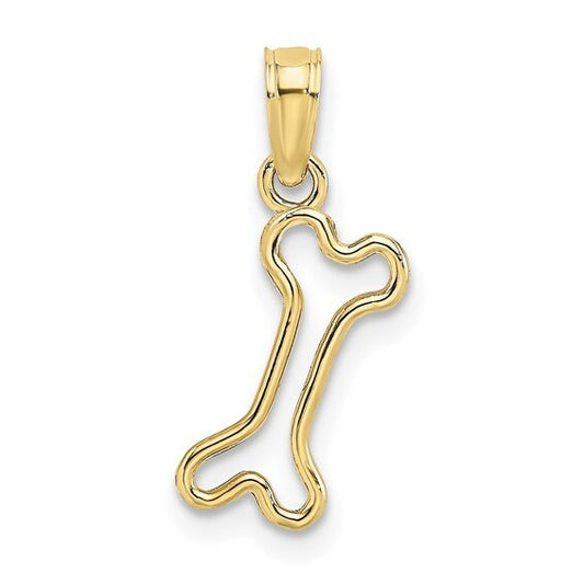10k Tiny Solid Yellow Gold Dog Cut-Out Polished Mini Dog Bone Pendant Charm for a Chain or Necklace  .7" Long Not Gold Plated. Real 10K Gold - Lazuli