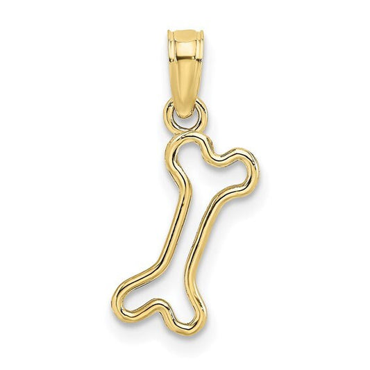 10k Tiny Solid Yellow Gold Dog Cut-Out Polished Mini Dog Bone Pendant Charm for a Chain or Necklace .7" Long Not Gold Plated. Real 10K Gold - Lazuli