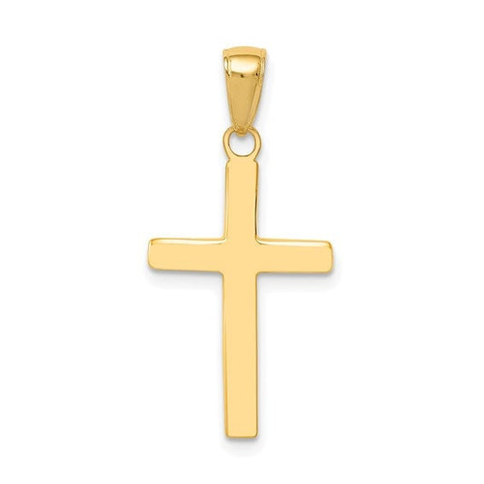 14k Solid Gold Yellow White or Rose Plain Polished Cross for Chain or Necklace  1.1" Long. Classic Religious Jewelry  1.6grams Bail fit 5mm - Lazuli