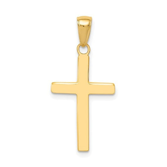 14k Solid Gold Yellow White or Rose Plain Polished Cross for Chain or Necklace 1.1" Long. Classic Religious Jewelry 1.6grams Bail fit 5mm - Lazuli