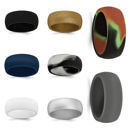 Silicone Ring Wedding Band Flexible Athletic Military Workout Working Jewelry 8.7mm Width Ships free Active lifestyle Engagement Promise - Lazuli