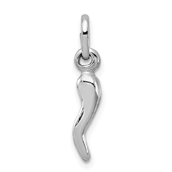 Sterling Silver Italian Horn Pendant Necklace (16