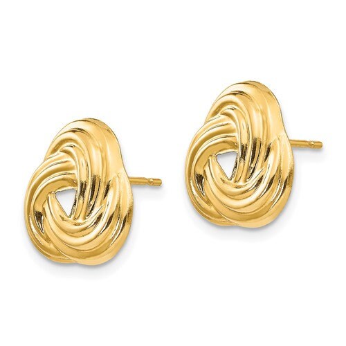 14K Yellow Gold Love Knot Post Earrings 1/2 " x 1/2" , Simple Minimalist Dainty Modern NOT gold filed NOT gold plated Ships Free in the U.S - Lazuli
