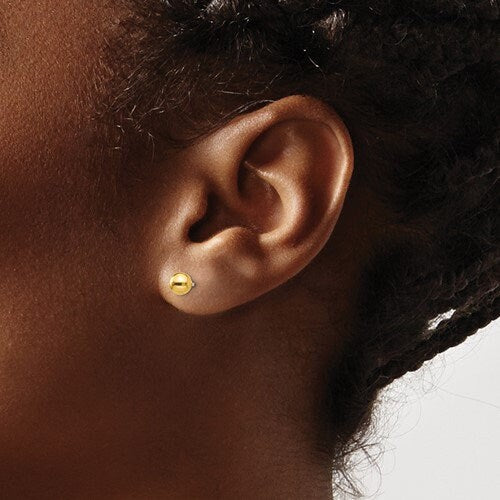 14K Gold 2-Tones 5mm Reversible Ball Post Earrings Screw Backs, Simple Minimalist Dainty NOT gold filed NOT gold plated