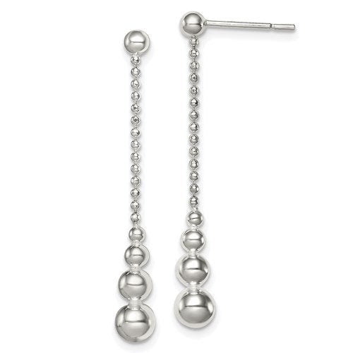 Sterling Silver 925 Dangle Chains Balls 1.5" Long Earrings, Simple Minimalist Dainty Modern Drop & Dangle Shepherd Hook Earrings Bridesmaids - Lazuli