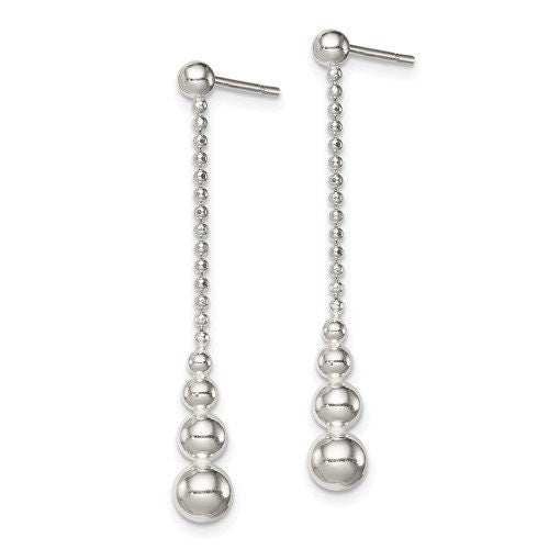 Sterling Silver 925 Dangle Chains Balls 1.5" Long Earrings, Simple Minimalist Dainty Modern Drop & Dangle Shepherd Hook Earrings Bridesmaids - Lazuli